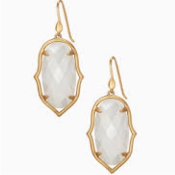 Stella & Dot | Retired White Agate + Gold Amala Dangle Earrings - Picture 4 of 5
